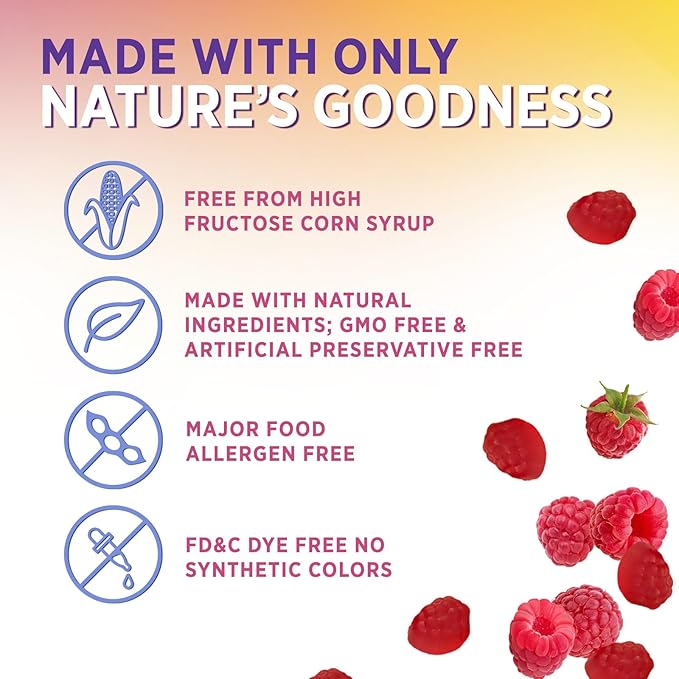 Vitamin D3 Gummies 5000 IU (125 mcg) - 3X Strength Immune Support and Bone Support, Vitamin D Gummy Dietary Supplement, Nature's Berry D Vitamin Supplement, Raspberry Flavored, Non-GMO - 60 Gummies