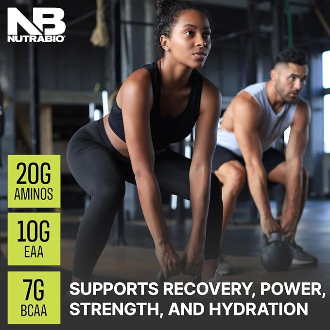 NutraBio Intra Blast Bcaa Powder Amino Acid Supplement, Electrolyte & Hydration Blend, Intra, Pre Workout & Muscle Recovery, 20g Eaa Amino Acids Powder, 5g Glutamine- Orange Mango, 30 Serving