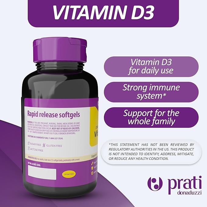 Vitamine D3 2 000 UI – 600 gélules molles – Soutient le système de défense, la santé des os et des muscles – Format familial
