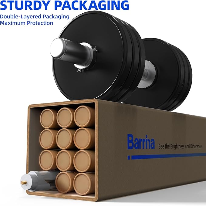 Barrina 8ft LED Bulbs, T8 T10 T12 LED Tube Lights, Single Pin FA8 96" LED Replacement for Fluorescent Fixture, 44W(100W Equivalent) 4500LM 6500K Super Birght, Ballast Bypass, Frosted Cover, 12 Packs