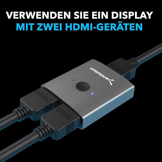 SABRENT HDMI Switch, 4K@60Hz HDMI Switcher, Splitter 2 in 1 Out, Supports HDR, 3D, Dolby, Compatible with Laptops, PC, Xbox Series, PS5 / PS4, Projector, and More (DA-HSW2)