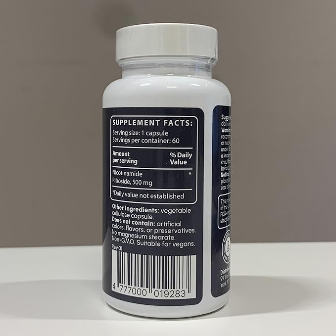 Supplément NR partiQlar - Capsules de Nicotinamide Riboside Haute Pureté - Booster de NAD+ pour l'Anti-Âge, l'Énergie Cellulaire et la Réparation - Alternative au NMN - 60 Capsules Végétales