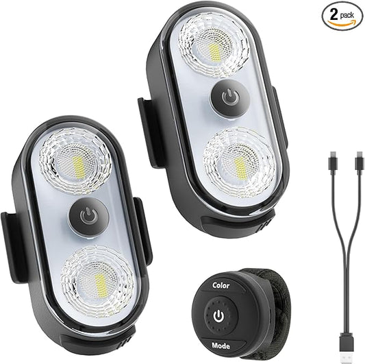 Wireless LED Lights for Car 2PCS- Button and Remote Control Interior Ambient Strobe Light, USB-C 120H 8 Colors IP65 Waterproof Rechargeable Underglow Light for Cars, Trucks, eBike, Motorcycle