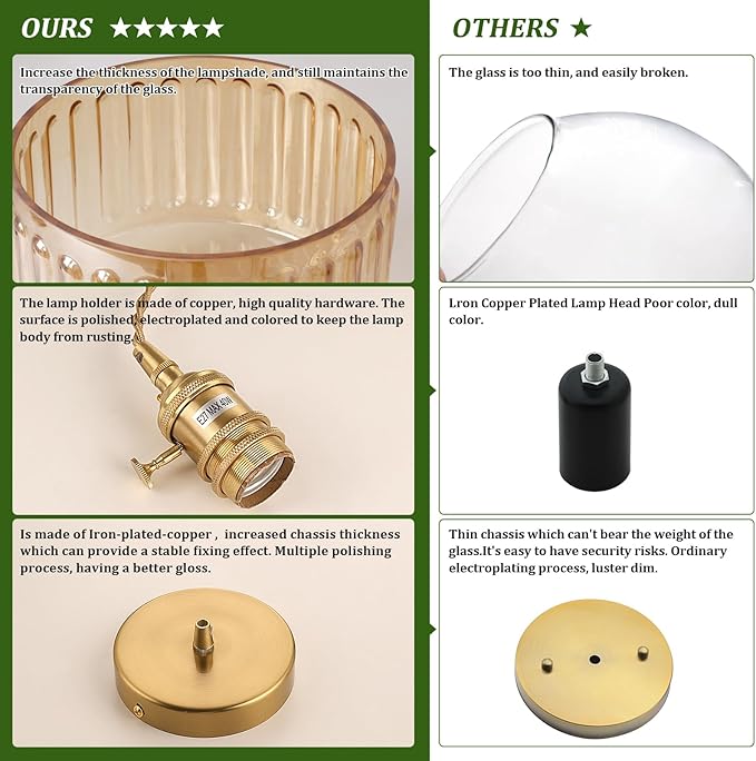 Shenmoyl Battery Operated Pendant Light 5000mAh Rechargeable Chandelier with Remote Control Wireless Adjustable Hanging Amber Striped Light for Kitchen Island Dining Room Hallway