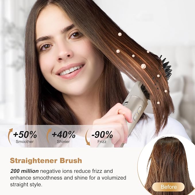 7MAGIC 7-in-1 Hot Air Styler, Hair Styler Dryer Brush with Auto-Wrap Curlers, High-Speed Hair Dryer for Fast Drying, Volumizing & Straightening, Travel Case Included, Champagne Gold