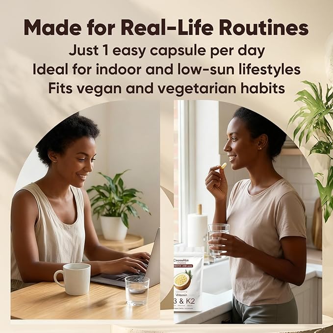 Crown Her Naturals D3 K2, Real Good Essentials Vitamin d3 k2 10000 IU+ K2 200 mcg MK-7, Coconut Oil, Extra Strength, Bone & Immune Support, 180 Softgels