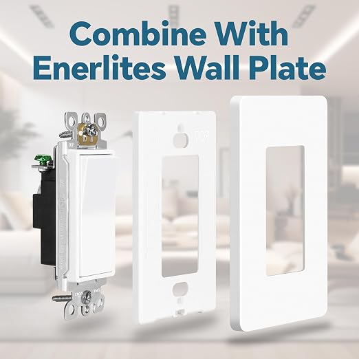 ThunderWay Matte White Single Pole Decorator Light Switch with Screwless Wall Plate, 15 A 120/277 V, ON/Off Rocker Paddle Interrupter, Self-Grounding, Residential Grade, UL Listed (20 Pack)