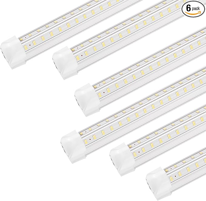 XLNYUUI Led Shop Lights,4FT LED Light 50W 6000K 7000LM Led Daylight,Garage Light,Linkable Clear Cover Integrated V-Shape for Garage Warehouse Workbench Workshop(6-Pack)