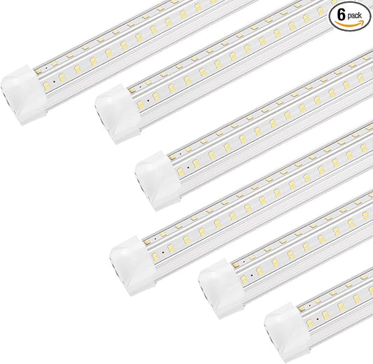 XLNYUUI Led Shop Lights,4FT LED Light 50W 6000K 7000LM Led Daylight,Garage Light,Linkable Clear Cover Integrated V-Shape for Garage Warehouse Workbench Workshop(6-Pack)
