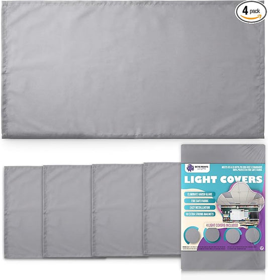 Fluorescent Light Covers for Ceiling Lights Classroom, Neutral Gray Magnetic Office Light Covers 2x4 Classroom Light Covers Eliminates Harsh Glare and Improves Focus for School, Office, Cubicle 4 Pack