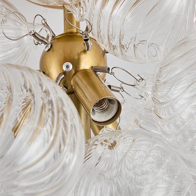 Surpars House Chandelier 4 Lights Bubble Pendant Light (Clear Balls Flush Mount)
