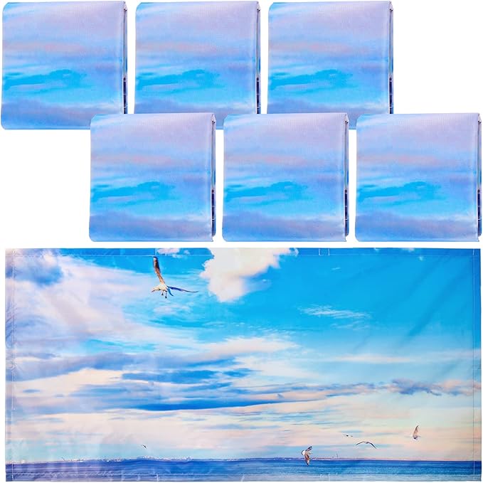 Hortsun 6 Pcs Magnetic Fluorescent Light Covers, 4 x 2 Feet Magnetic Classroom Light Covers for Fluorescent Shade, Drop Ceiling Lighting, School Office Classroom Decor(Blue Sky)