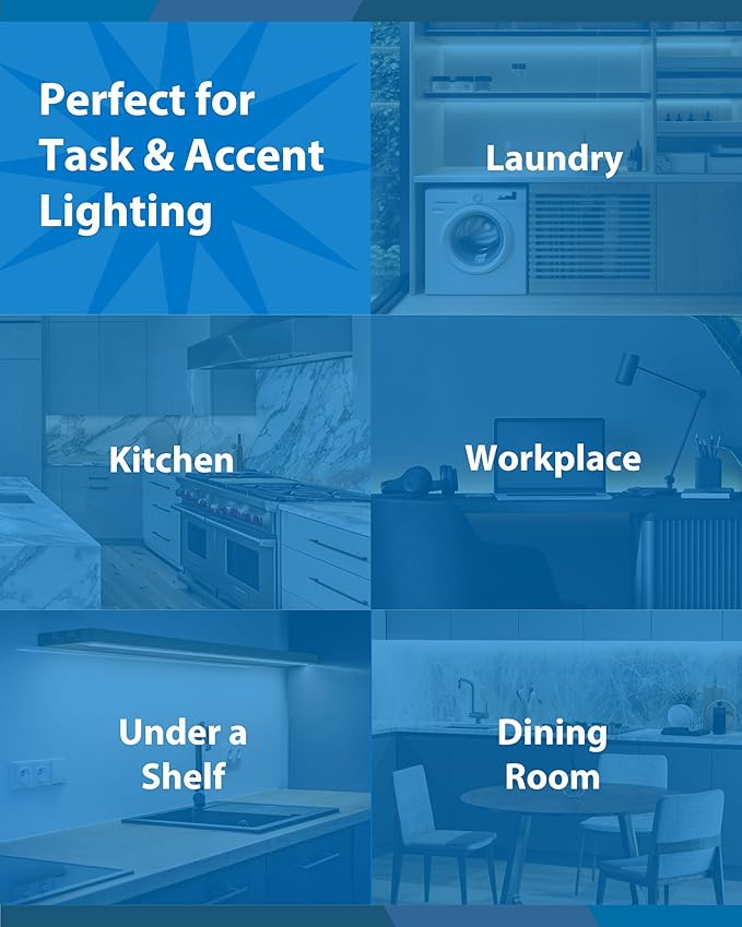 33” LED Direct Wire Under Cabinet Light - Undercounter LED Lights for Kitchen - Selectable CCT 2700K-5000K, 952-1008 Lumens, 14W - UCB Series Hardwired Under Cabinet Lighting by NICOR Lighting