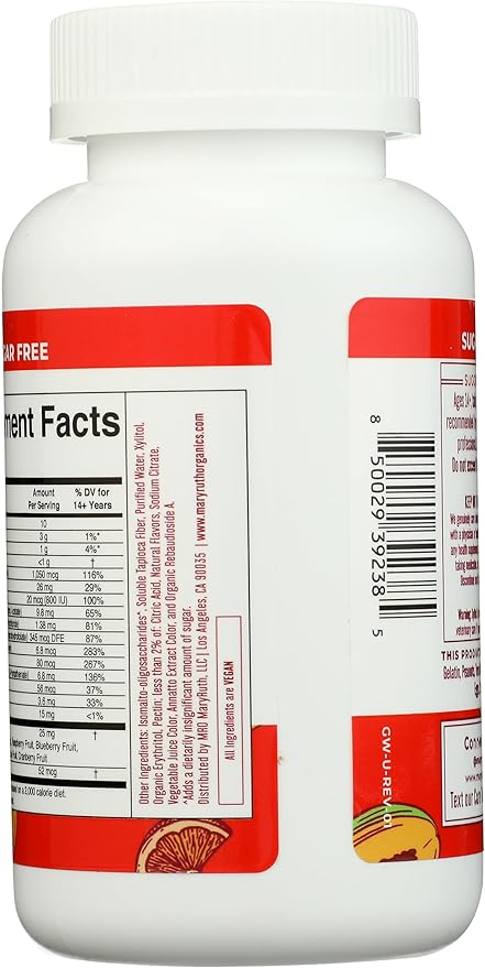Gummies Multivitaminées MaryRuth's pour Hommes | Vitamines A, C, D, E, B6, B12, Biotine, Zinc | Métabolisme Énergétique | Immunité | Santé des Os | Santé Cellulaire | Végan | Sans OGM | Sans Gluten et sans Sucre | 60 Unités