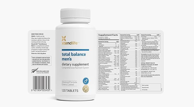 Xtendlife Total Balance Men’s Multivitamin for Immune, Heart, Digestive & Cellular Health - Daily Support - 70+ Nutrients & Minerals - 30 Day Supply