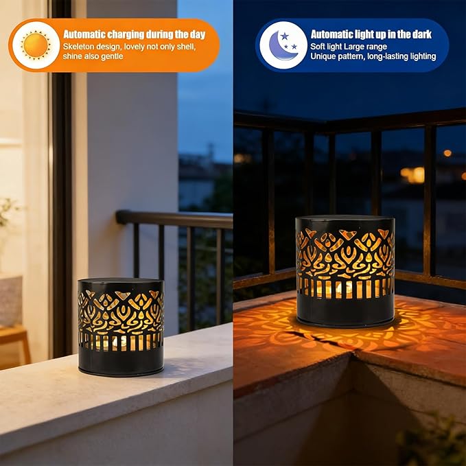 Decorative Solar Mandala Lights | Metal Solar Powered Outdoor Wall & Step Lighting | Waterproof Garden/Patio/Fence Lights with Auto On/Off | Mandala Pattern Backyard Decor for Deck,Post,Yard (4)