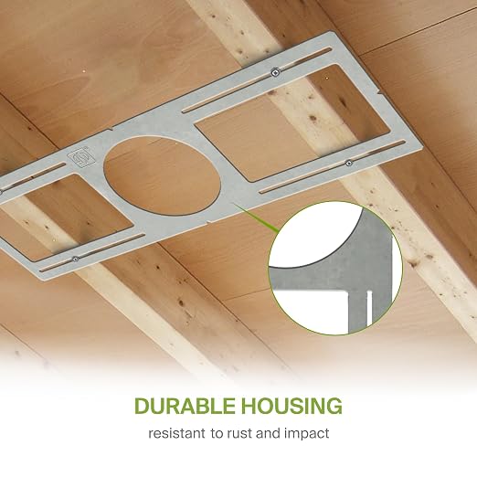 ASD 6 Pack New Construction Mounting Plate Round Hole - 6 Inch Flat Galvanized Steel Wafer Light Rough in Plate, Shallow Light Fixture Mounting Bracket for LED Recessed Lighting