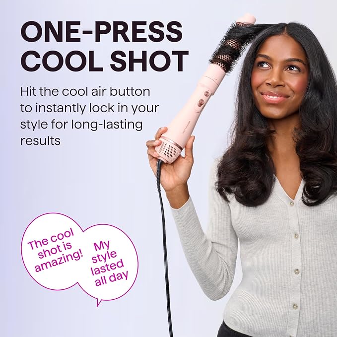 Wavytalk Hair Dryer Brush Set, Air Sculpt 4-in-1 Hot Air Brush Set, Multi Hair Styler for Salon Blowouts, Smooth Curls, Volumizing and Straightening, Sleek and Less Frizz, Pink