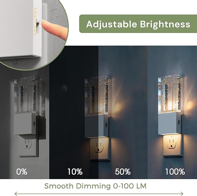 L LOHAS LED Night Light Plug in, Foldable Night Lights Plug into Wall, Portable LED Nightlight with Dusk to Dawn Sensor, Dimmable 0-100LM White Nightlights for Travel, Hotel, Bathroom, Hallway, Gift