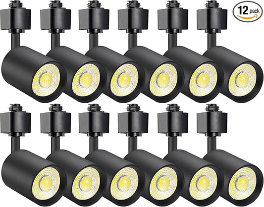 VANoopee 12-Pack 10W Dimmable LED Track Lighting Heads H Type Track Light Replacement Fixtures Bright 3000K Warm White Ceiling Spotlight for Accent Task Art, Flicker Free CRI90+ 24° 800lm Black