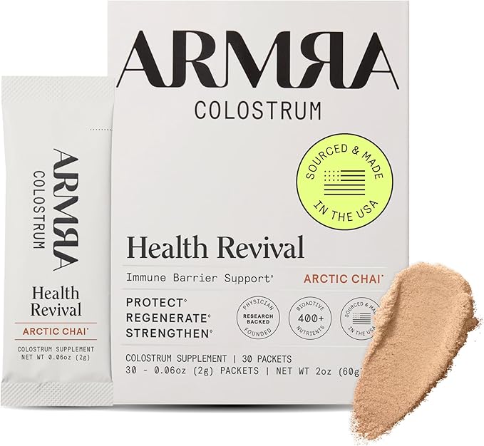 ARMRAコロストラムパウダー | アークティックチャイ | 腸の健康と膨満感 | 肌と髪 | 免疫力 | ケト、グルテンフリー、脂肪フリー | 30食分