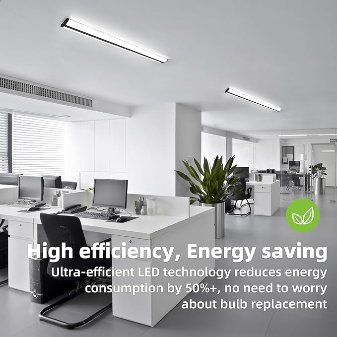 Hykolity 4FT LED Wraparound Light with 3 Wattages/3 Lumens/3 CCT Selectable, 55W/65W/75W, 5500lm/6500lm/7500lm, 3000K/4000K/5000K Flush Mount Ceiling Light for Office Kitchen, ETL, 4 Pack