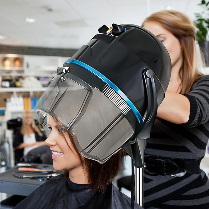 Nova Microdermabrasion Professional Hooded Floor Hair Dryer Adjustable Bonnet Hair Dryer Stand Up with Timer and Rolling Wheels for Beauty Spa Home Salon Equipment (Black)