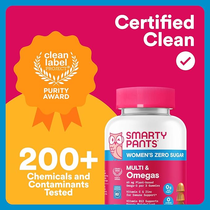 SmartyPants ゼロシュガー 女性用マルチビタミン グミ：ビオチン、メチル葉酸、オメガ3（ALA）、ビタミンD3、C、ビタミンB12、B6、A、K、亜鉛、イノシトール、グルテンフリー、糖アルコール不使用、90粒（30日分）