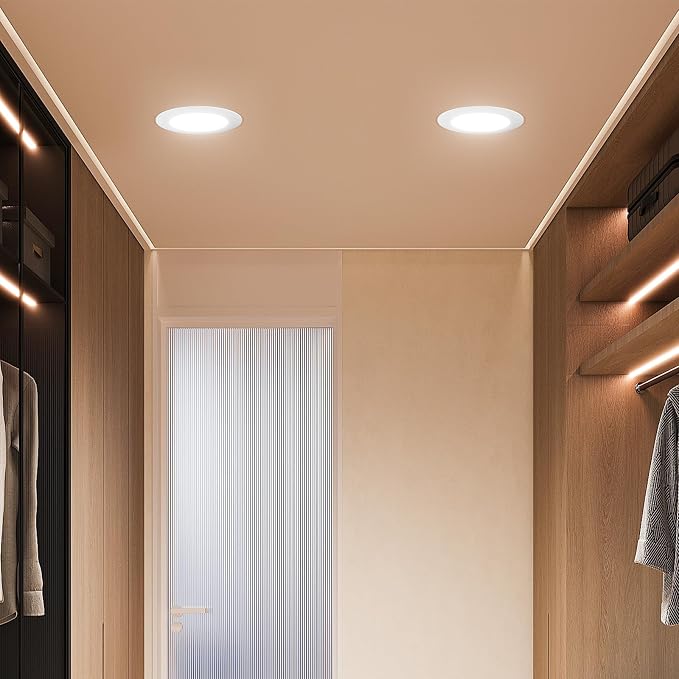 FREELICHT 6 Pack 5/6 Inch 5CCT LED Recessed Can Light with Night Light, 2700K/3000K/4000K/5000K/6000K Selectable Flat Recessed Lighting, 10W=110W, 1000LM, Dimmable Retrofit - ETL & FCC