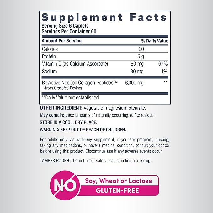 NeoCell Collagen Peptides Pills | 360 Caplets | with Vitamin C | Supplement for Women and Men