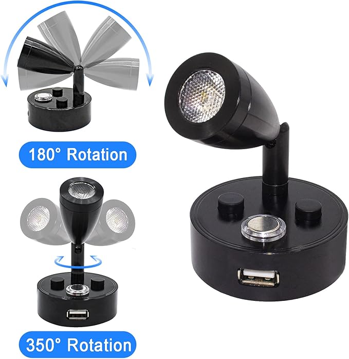 RV Lights Interior Fixture, 12V LED with USB Port RV Reading Light Dimmable Touch Bedside Light Warm White for Camper Trailer Caravan Truck Boat Motorhome Lighting