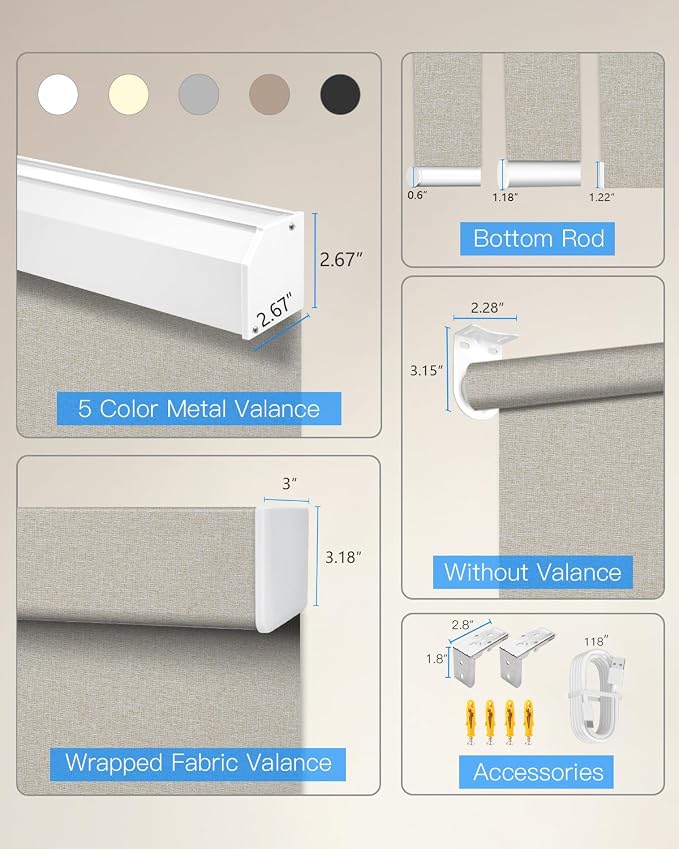 Tokblind Motorized Roller Shade with Remote Control, Blackout Electric Shade for Windows Compatible with Alexa Google via Hub, Rechargeable Smart Window Blind for Home Office (Fabric Beige)