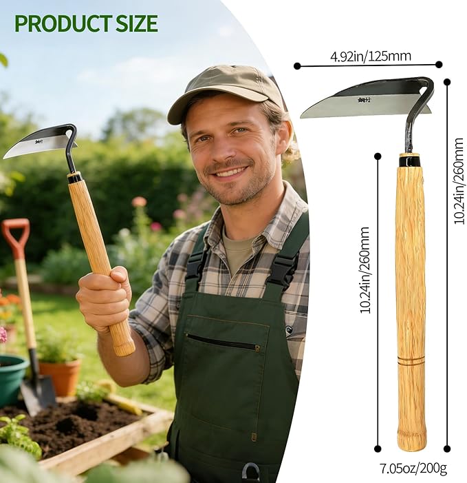 Japanese Weeding Sickle Very Sharp Edge Quick Work (Full Size)