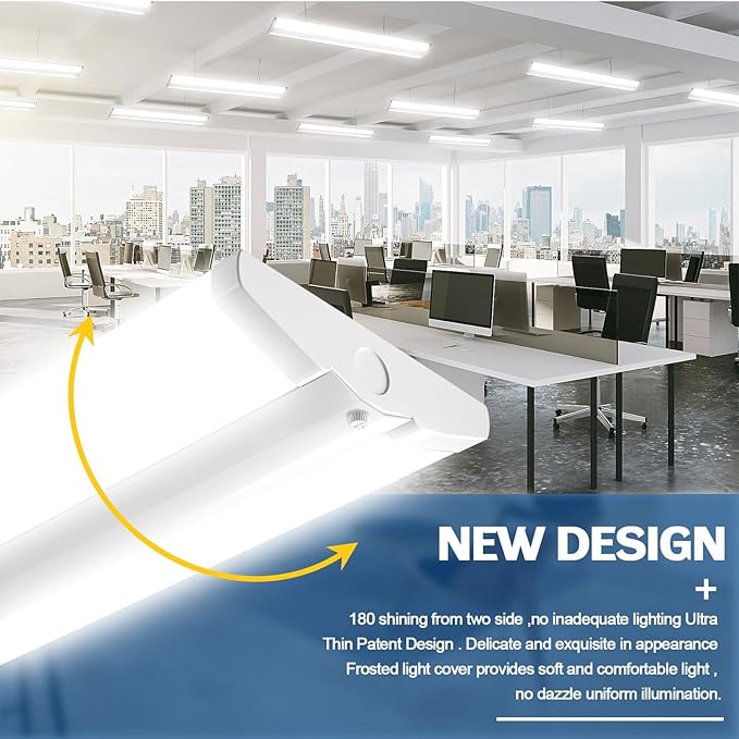 ANTLUX Ultra Slim 4FT LED Wraparound Light, 50W 4 Foot Shop Lights for Garage, No Glare, 5600LM, 6000K, Compact Flush Mount Ceiling Fixtures for Kitchen Workshop, Fluorescent Tube Replacement, 6 Pack