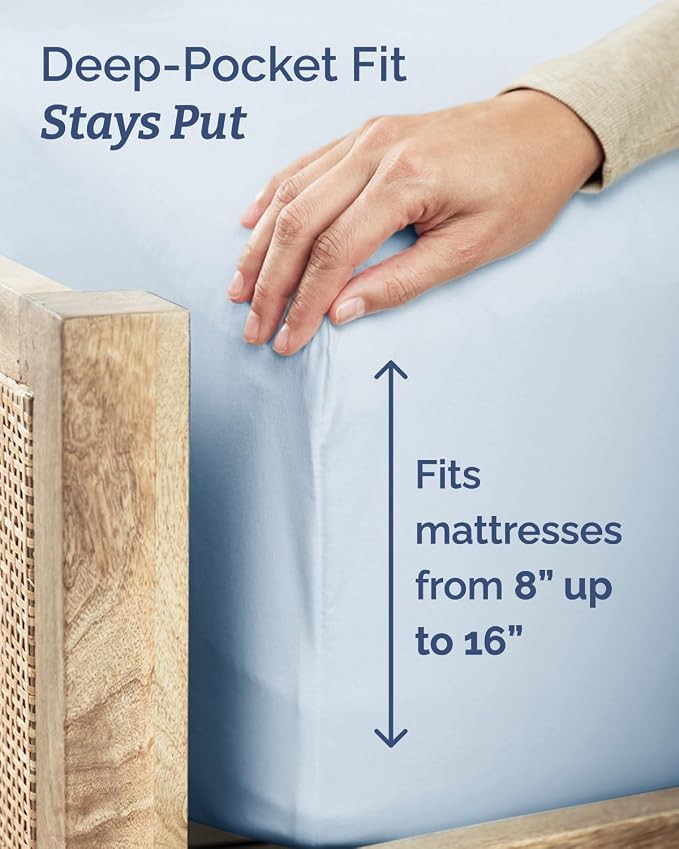 Twin XL 4 Piece Sheet Set - Comfy Breathable & Cooling - Ultra-Soft Hotel Luxury Bedding Set w/ 8-16 Inch Deep Pockets - 1 Flat & 1 Fitted Sheet & 2 Pillowcases - Wrinkle Free & Easy Care - Sky Blue