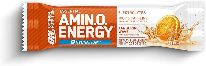 Optimum Nutrition Amino Energy Hydration Packets, On-The-Go Energy Powder Stick Packs, Tangerine Wave, 25 Count