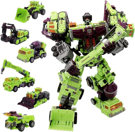 NBK Deformation Oversize Toys Robot Devastator Engineering Combiner 6 in 1 Action Figure Car Truck Model Gift for Kids Boys (Green)