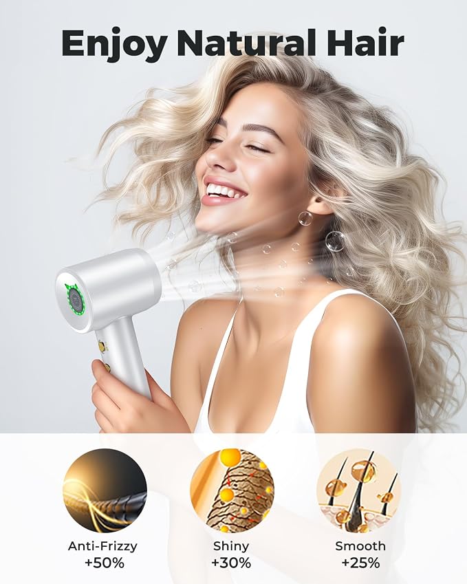 Bopcal Ionic Hair Dryer, 160000 RPM Brushless Motor, Smart Thermo-Control, Negative Ion Fast Drying, Quiet Lightweight Blow Dryer, Cold Air & 4 Heat Settings, for Home Travel Salon