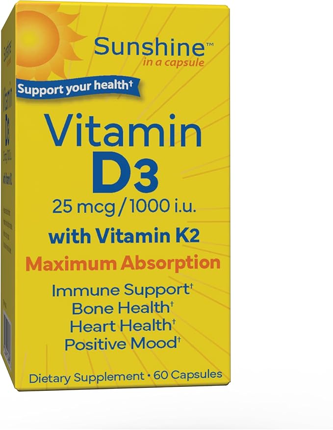 Vitamine D3 25 µg 1000 UI avec vitamine K2