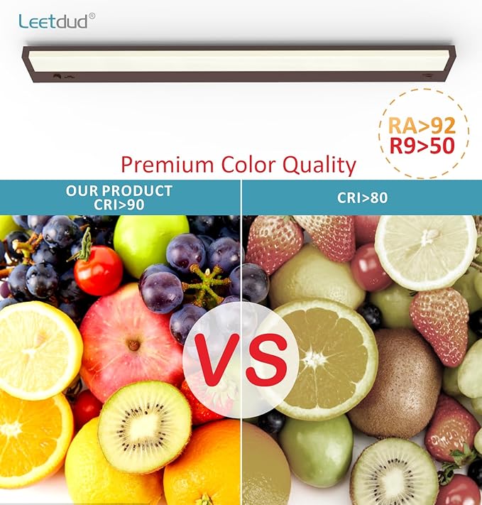 Leetdud Under Cabinet Lighting Plug in or Hardwired Built-in Dimmer, 40 Inch 20W, 5CCT 2700/3000/3500/4000/5000K, Linkable Counter Lights for Kitchen, ETL Dimmable LED Light Fixture, Bronze