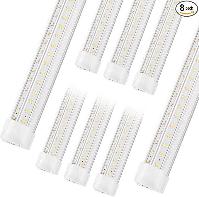 XLNYUUI Led Shop Lights,4FT LED Light 50W 6500K 7000LM Led Daylight,Garage Light Linkable Clear Cover Integrated V-Shape for Garage Warehouse Workbench Workshop(8-Pack)