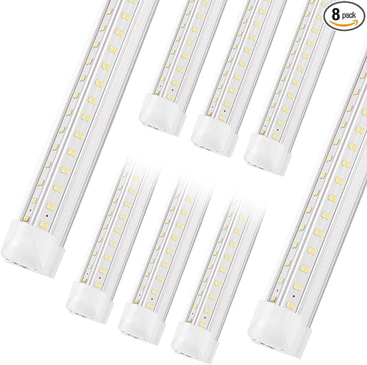 XLNYUUI Led Shop Lights,4FT LED Light 50W 6500K 7000LM Led Daylight,Garage Light Linkable Clear Cover Integrated V-Shape for Garage Warehouse Workbench Workshop(8-Pack)