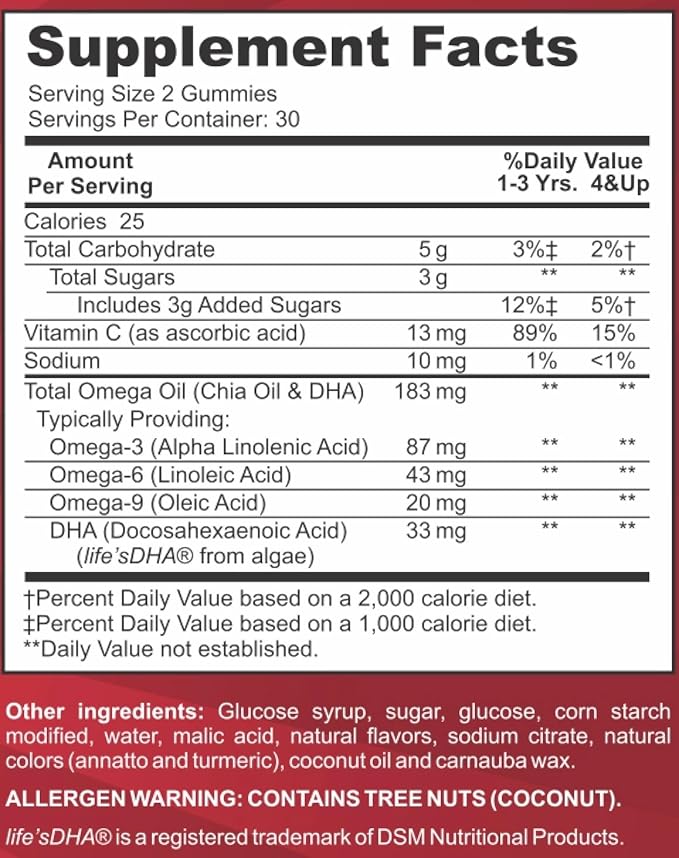Feel Great Vitamin Co. キッズ用コンプリートDHAグミ | オメガ3 6 9 + DHA、ビタミンC配合 | 脳機能、視力、心臓の健康をサポート | グルテンフリー、ベジタリアン | 60粒