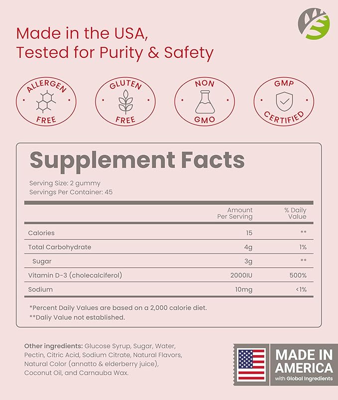 BariSlim Vitamines D-3 Gélifiées Bariatriques - Vitamine Gélifiée Spécialement Formulée pour les Patients Après une Chirurgie Bariatrique - Facile à Digérer et Saveurs de Fruits Délicieuses | 90 Gommes aux Fruits