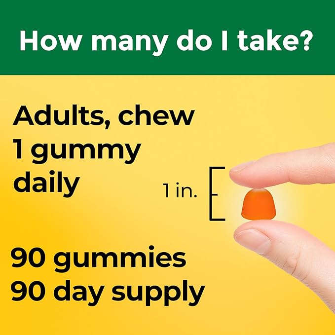 Nature Made Vitamine D3 1000 UI Gommes, Soutien de la santé des os, des dents, des muscles et du système immunitaire, 90 jours de provision, 90 gommes de vitamine D pour adultes
