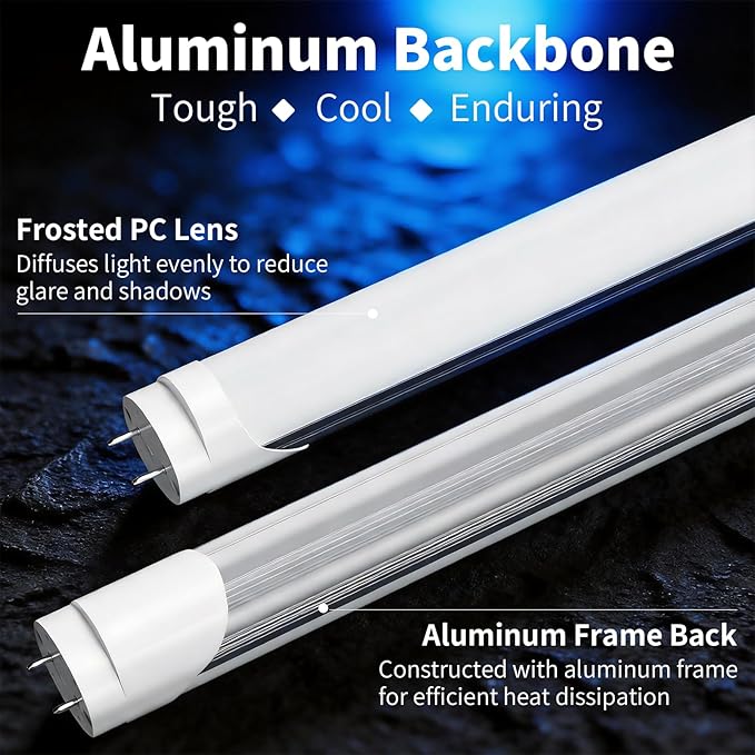 16-Pack Fluorescent Light Bulbs 48 inch, T8 LED Bulb 4 Foot Type A+B Replacement for F32T8 or F40T12 Tube, 24W 3200LM 6000K Daylight White, Double or Single End Powered