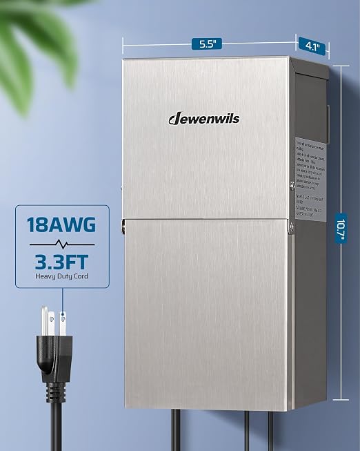 DEWENWILS 200W Low Voltage Landscape Transformer, 120V to 12V/14V, Outdoor Landscape Transformer with Photocell Sensor & Timer, Weatherproof, Multi Zone for Spotlight, Patio Light, ETL Listed