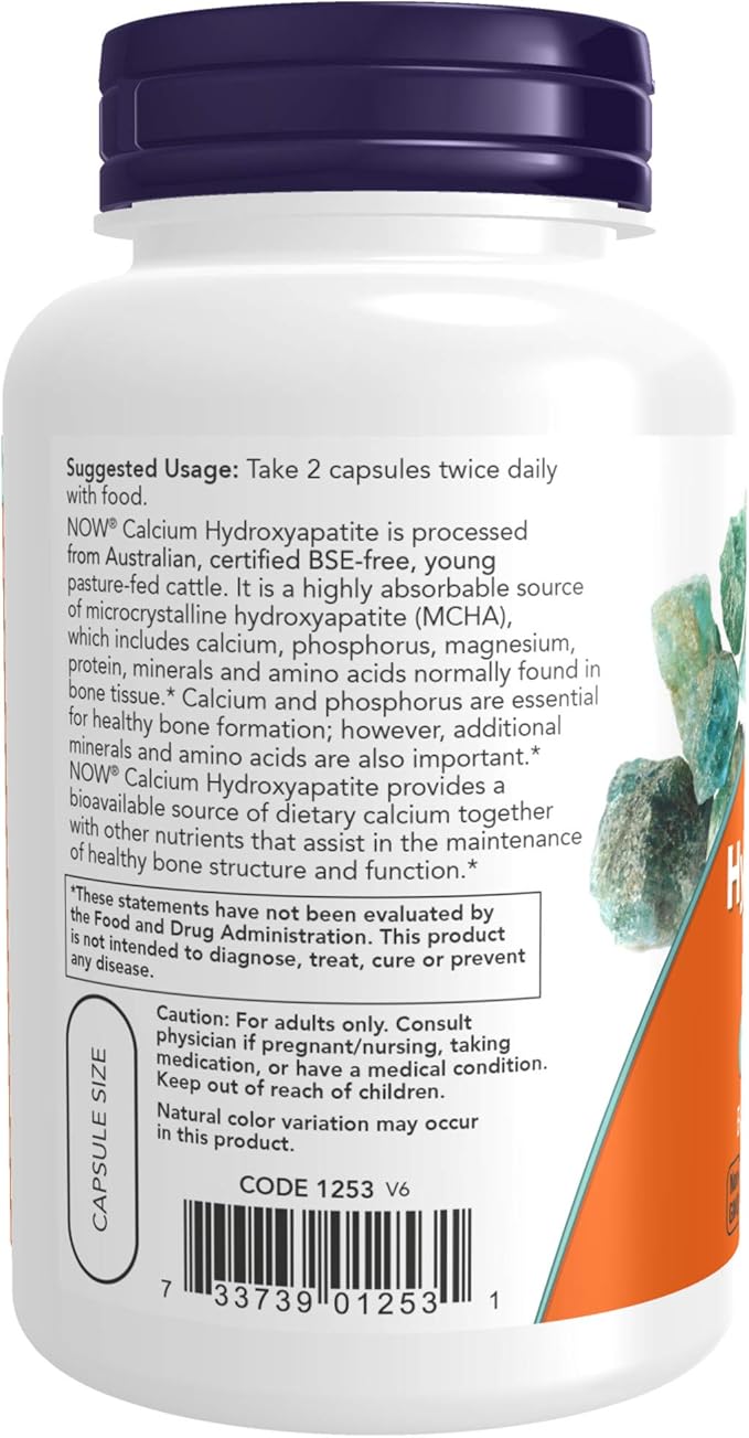 NOW Foods Supplements, Calcium Hydroxyapatite Caps, Supports Bone Health*, 120 Capsules (Pack of 2)