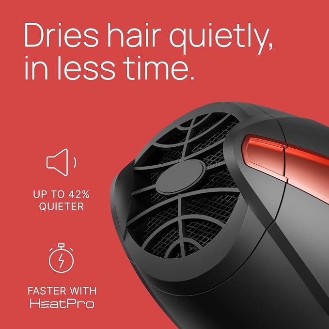 TREZORO Professional Hair Dryer, Ionic Ceramic Tourmaline Technology, 2000W Fast Quiet Drying, with Narrow & Wide Concentrator Nozzles, 3 Heat & 2 Speed Settings, Cool Shot Button, Black