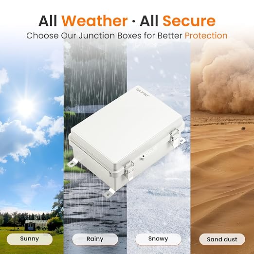 QILIPSU UL94-V0 Outdoor Electrical Box 8.3"x6.3"x3.9" Waterproof Junction Box Weatherproof PC/ABS Alloy Plastic IP66 Project Electric Enclosure Grey Hinged Door